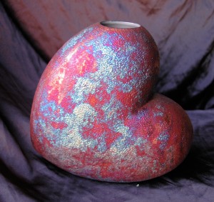 Large Raku Heart Vase