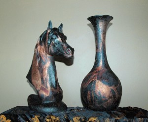 Raku Horse Bust & Tall Vase