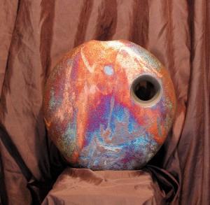 Large Raku Deco Vase