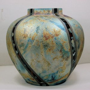 Large Round Raku Vase