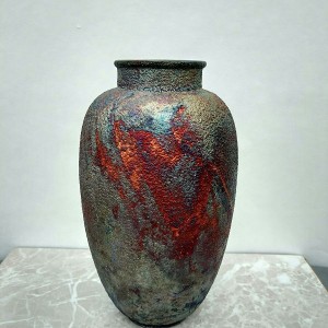 Tall Raku Vase or Jar