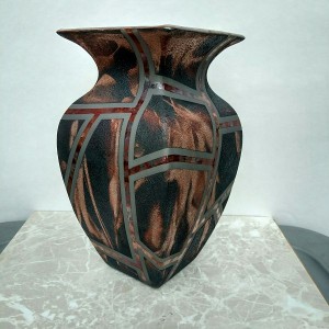 Large Raku Square Vase