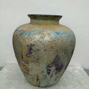Large Raku Round Vase